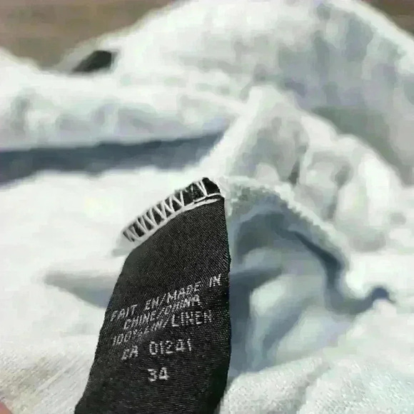 Crazy In Love heart eyes design hand-painted baby blue 100%  linen cargo pants - Picture 11 of 16